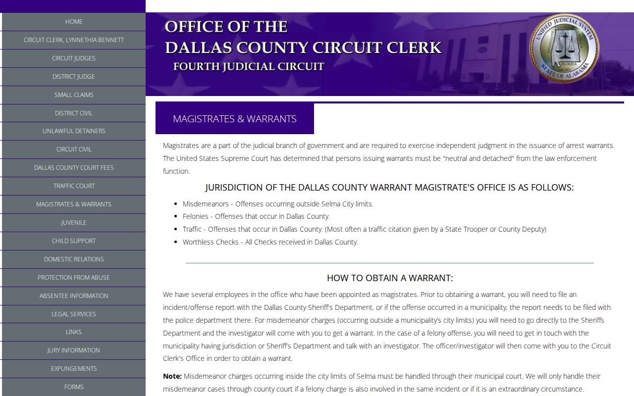 Dallas County arrest warrant issuance instructions